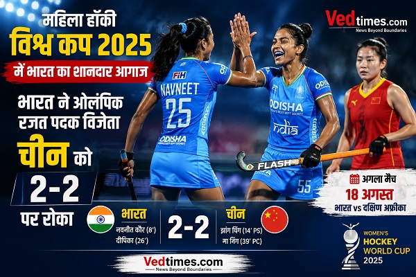 महिला हॉकी विश्व कप में भारत का शानदार आगाज, ओलंपिक रजत पदक विजेता चीन से 2-2 का ड्रॉ